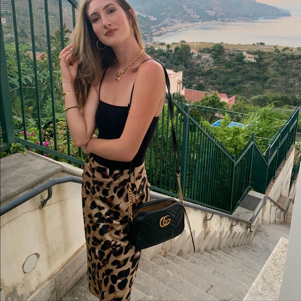 Leopard Midi Satin Effect Skirt